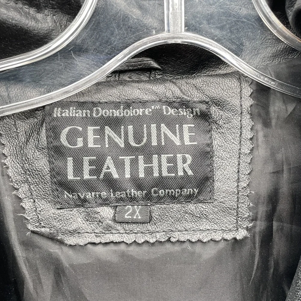 Italian Dondolore Navarre Leather‎ Jacket Men's 2X Motorcycle 90's Grunge Biker
